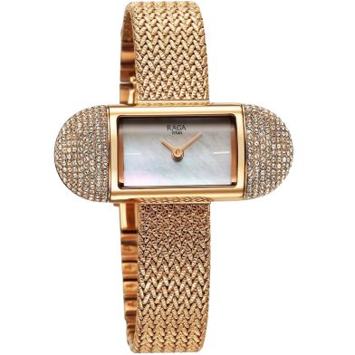 Titan Raga Memoirs Quartz Analog Mother Of Pearl Dial With Rose Gold Metal Strap Watch For Women - 95259WM01 image