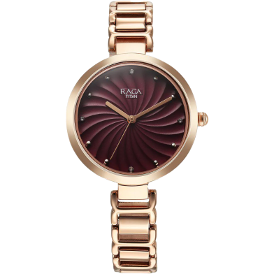 Titan Raga Memoirs Quartz Analog Pink Dial With Pink Color Leather Strap Watch For Women - 2752WL01 image