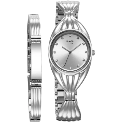 Titan Raga Memoirs Quartz Analog Silver Dial With Silver Metal Strap Watch For Women - 95254SM01 image