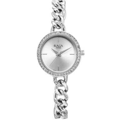 Titan Raga Showstopper Quartz Analog Silver Dial Metal Strap Watch for Women - 95288SM01 image