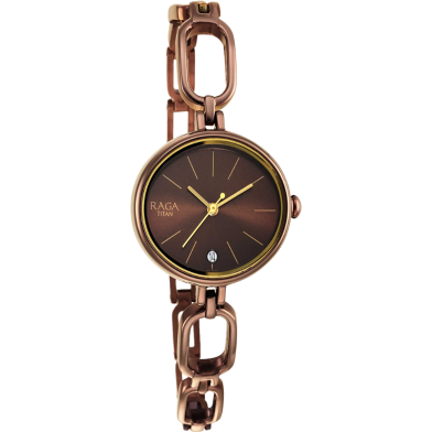 Titan Raga Viva Brown Dial Brown Brass Strap Watch - 2667QM01 image
