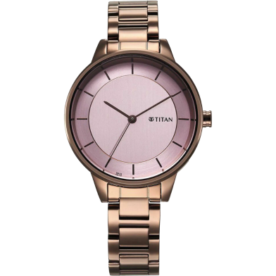 Titan Razzle Dazzle Quartz Analog Pink Dial Brown Stainless Steel Strap Watch For Women - 2648QM02 image