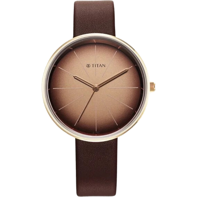 Titan Stackables Quartz Analog Brown Dial Leather Strap Watch For Women- 2718WL01 image