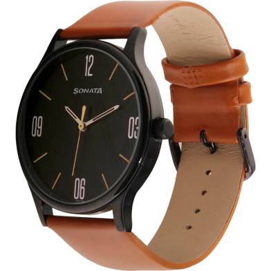 Titan Trendsetters 1870SL05 Black Dial Leather Strap Quartz Men's Watch - 1870SL05 image