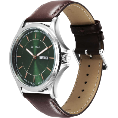 Titan Urban Green Dial Analog Leather Strap Watch for Men - 1870SL06 image