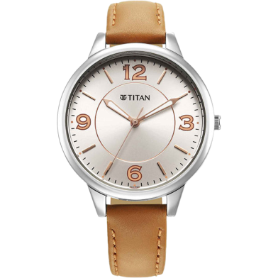 Titan Urban Silver White Dial Leather Strap Watch - 2617SL07 image
