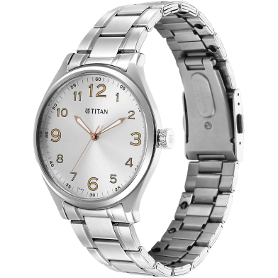 Titan Urban Silver White Dial Metal Strap Watch - 1802SM08 image