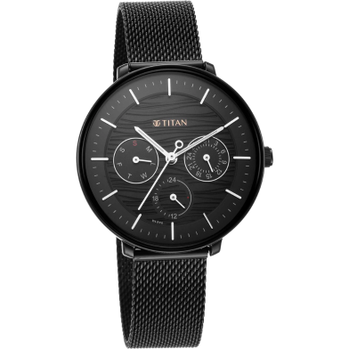 Titan Workwear Black Dial Black Stainless Steel Strap Watch - 2651NM02 image