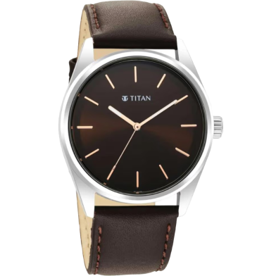 Titan Workwear Brown Dial Leather Strap Watch - 1866SL02 image