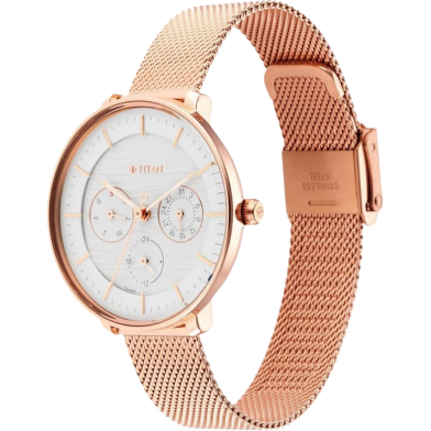 Titan Workwear Silver Dial Rose Gold Stainless Steel Strap Watch - 2651WM02 image