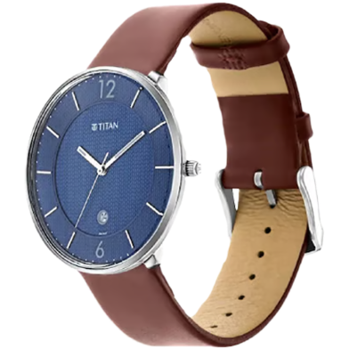 Titan Workwear Watch with Blue Dial and Leather Strap - 1849SL03 image