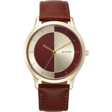 Titan Yin and Yang Red Dial Analog Leather Strap Watch for Men - 1825WL04 image