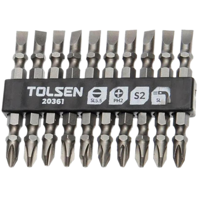 Tolsen 10 Pcs Double End Screwdriver Bits Set Industrial Quality with Magnet image