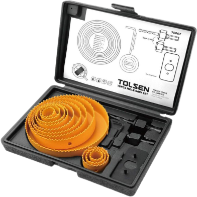 Tolsen 16Pcs Hole Saw Set Drill Bit Kits for Plywood Drywall Wood Plastic image