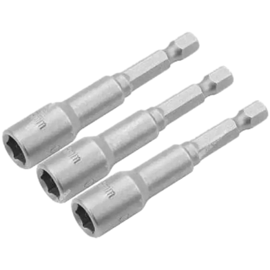 Tolsen 3 Pcs Magnetic Nut Socket Set Tek Screw Bits image