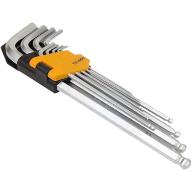 Tolsen 9 Pcs Extra Long Arm Allen Hex Ball L Key Set image