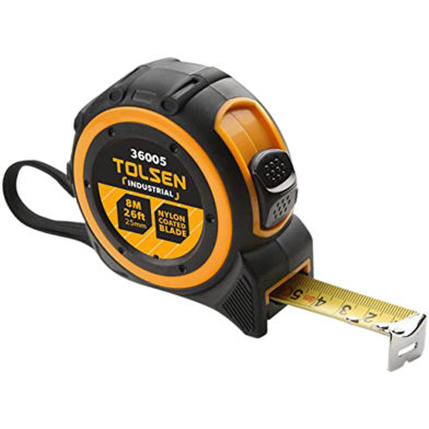 Tolsen Measuring Tape 8M/26FT Nylon Coated Blade Industrial TPR Handle image