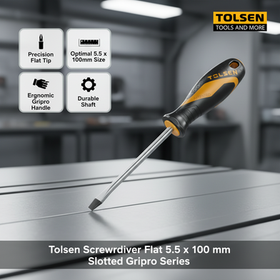 Tolsen Screwdriver Flat 5.5 x 100 mm Slotted Gripro Series - Model : 20003 Slide 2