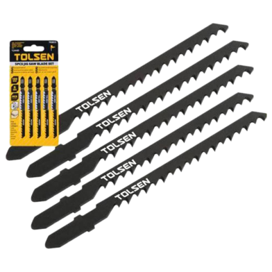 Tolsen T244D Jigsaw Blades Set 100mm 6tpi Wood Industrial 5pcs image