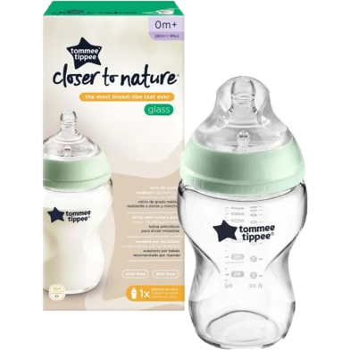 Tommee Tippee Baby Feeder 0 month Plus 260 ml Clear Glass Bottle Closer to Nature Baby Bottle image