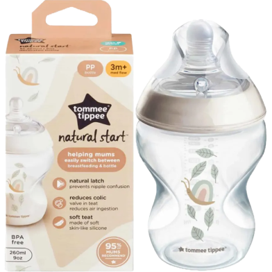 Tommee Tippee Natural Start PP Bottle with Super Soft Teat, Med Flow - 260 ml image