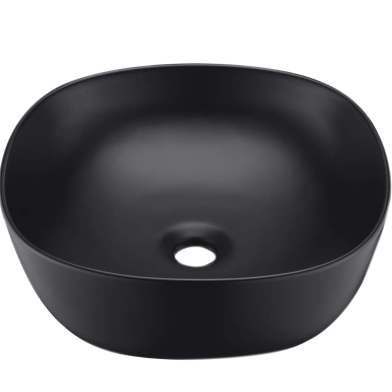 Top Ceramic Wash Basin Square Shape Black image