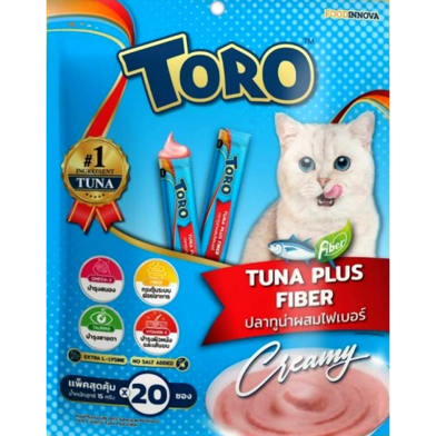 Toro Toro Cat Creamy Treats - Tuna Plus Fiber For All Age Cats (15gx20pcs) | Cat Snacks image
