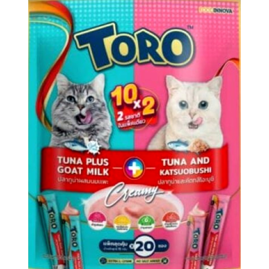 Toro Toro Cat Creamy Treats - Tuna Plus Goat Milk plus Tuna And Katsuobushi For All Age Cats (15gx20pcs) | Cat Snacks image