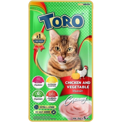 Toro Toro Lickable Cat Treat - Chicken and Vegetable For All Age Cats (5*15g) | Cat Snacks image