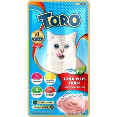 Toro Toro Lickable Cat Treat - Tuna Plus Fiber For All Age Cats (5*15g) | Cat Snacks image