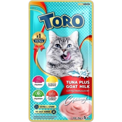 Toro Toro Lickable Cat Treat - Tuna Plus Goat Milk For All Age Cats (5*15g) | Cat Snacks image