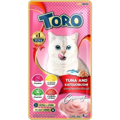 Toro Toro Lickable Cat Treat - Tuna and Katsuobushi For All Age Cats (5*15g) | Cat Snacks image