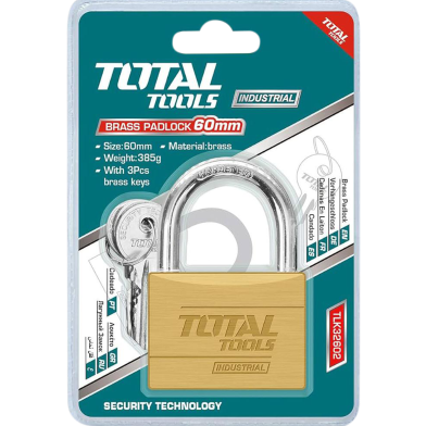 Total TLK32602 Heavy Duty Brass Padlock 60mm image