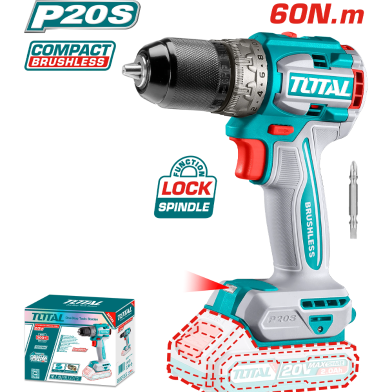Total TDLI206021 Lithium-Ion Compact Brushless Cordless Drill (20V) image