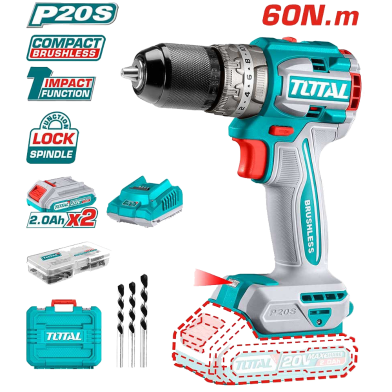 Total TIDLI20602 Lithium-Ion Compact Brushless Impact Drill (20V) image