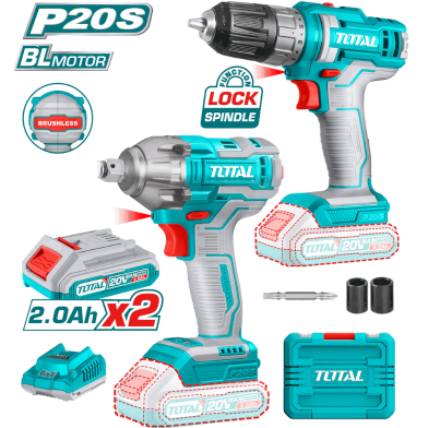 Total TOSLI230702 Li-ion Cordless Combo Kit With 2.0Ah Batteries 2x (20V) 2 Pcs image