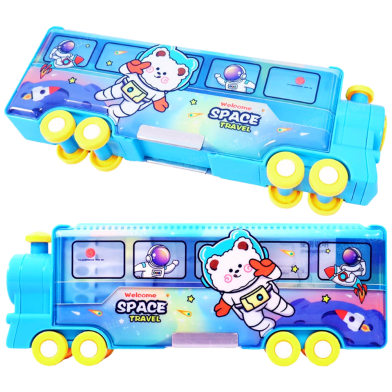 Toyshine Space Travel Train Pencil Box With Moving Tyres And Sharpner For Kids image