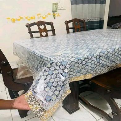 Transparent And Designed Table Cloth for 6 Seater Dinning Table image