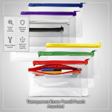 Transparent Exam Pencil Pouch Assorted Slide 2