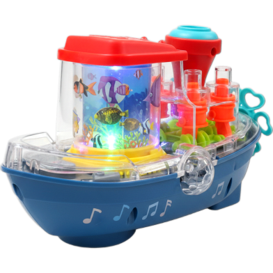 Transparent Gear Ship Boat Music And Lighting Toy For Kids image