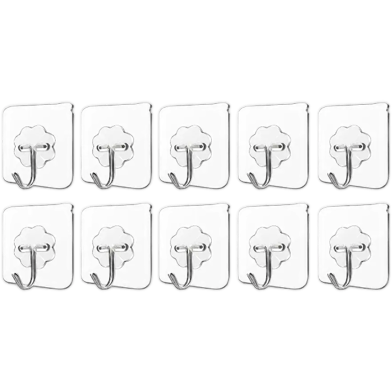 Transparent Stainless Steel Strong Self Adhesive Hooks Key Storage Hanger Yao Store 10 Pcs image