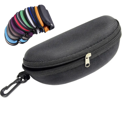 Travel Portable Hard Zipper Case Box Eye Glasses Sunglasses Bag With Carabiner Hook image