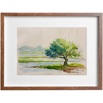 Mahmudur Rahman Rial Tree Watercolor Painting - (16x13) Inches image