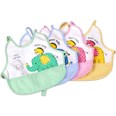 Trendy Cartoon Baby Pocket Elephant Print Cartoon Cotton Bib Saliva Towel 1Pcs image