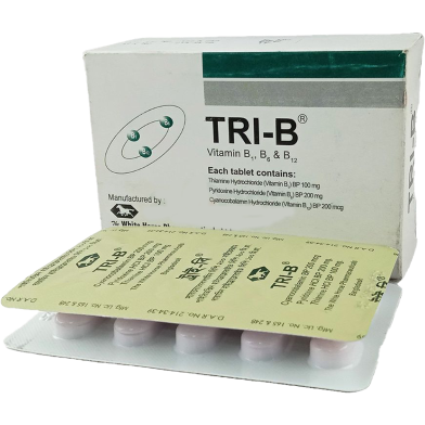 Tri-B 100 mg Plus 200 mg Plus 200 mcg 10's Strip Tablet image