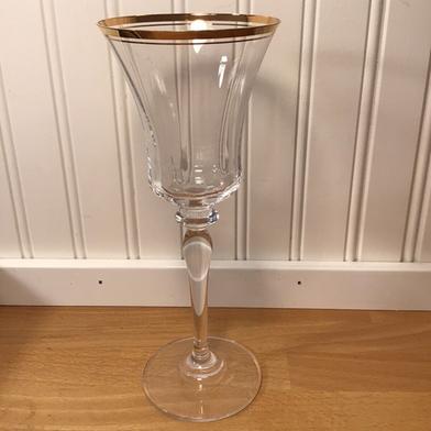 Two Bell Shaped Stemed Champaign Glasses image