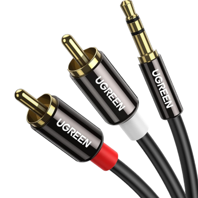 UGREEN 10590 3.5mm Male to 2RCA Male Cable 3m (Black) AV116 image