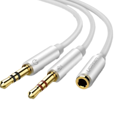 UGREEN 10790 3.5mm Female to 2 Male Audio Cable Aluminum Case (White) AV140 image