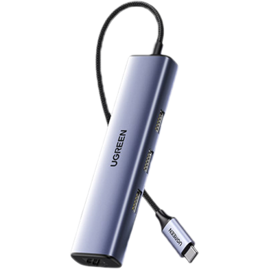 UGREEN 60600 USB-C to 3×USB3.0 Hub Plus RJ45 Gigabit Ethernet Adapter CM475 image