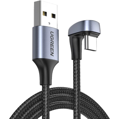 UGREEN 70315 USB2.0-A to Angled USB-C Cable Aluminum Case with Braided 2m (Black) US311 image